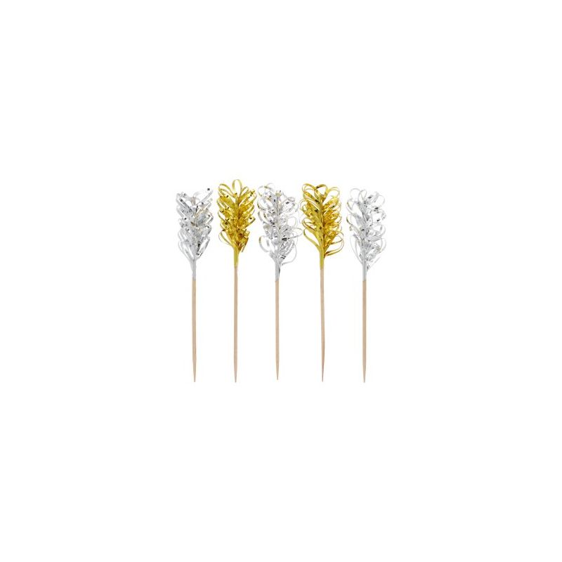 Partypicker 10,5 cm "Frills" gold / silber - Bild 1 Partypicker 10,5 cm "Frills" gold / silber - Bild 1