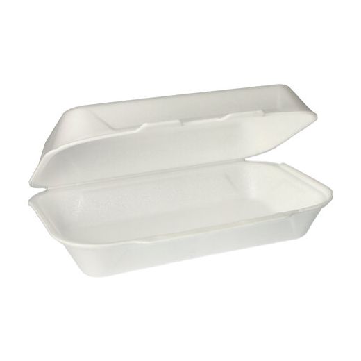 Boîtes pour repas avec couvercle-charnière en EPS 1800 ml 7,5 cm x 24 cm x 13,3 cm blanc 1