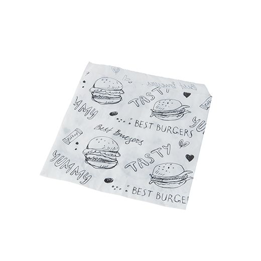 Sachets pour hamburger 13 cm x 13 cm blanc 1