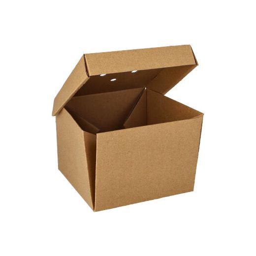 Boites hamburger en carton fibres vierges "pure" 10 cm x 13 cm x 13 cm marron pliable, petit 1