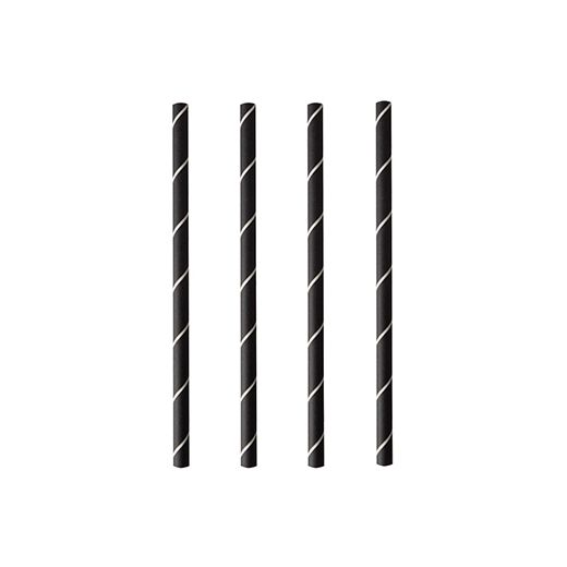 Pailles pour cocktail, papier Ø 7 mm · 15 cm noir/blanc "Stripes" 1