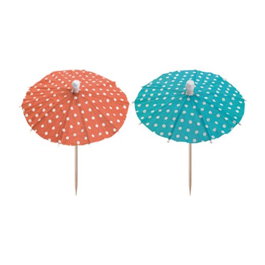 Piques décoratives 10 cm couleurs assorties "Ombrelles à glaces, pointillés" 1