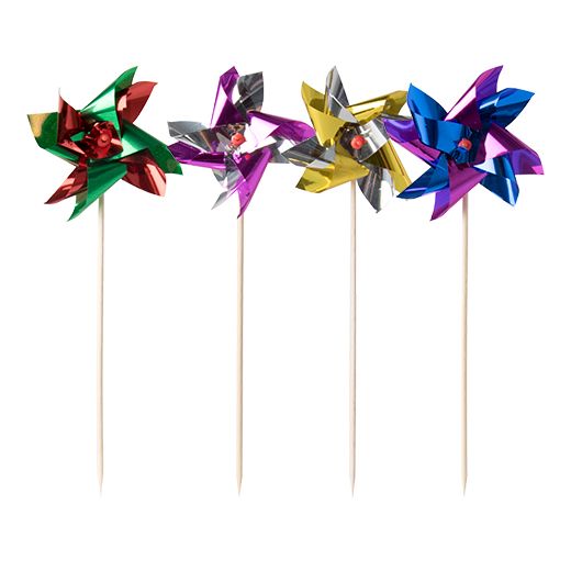 Piques décoratives 17,5 cm couleurs assorties "Éolienne" 1