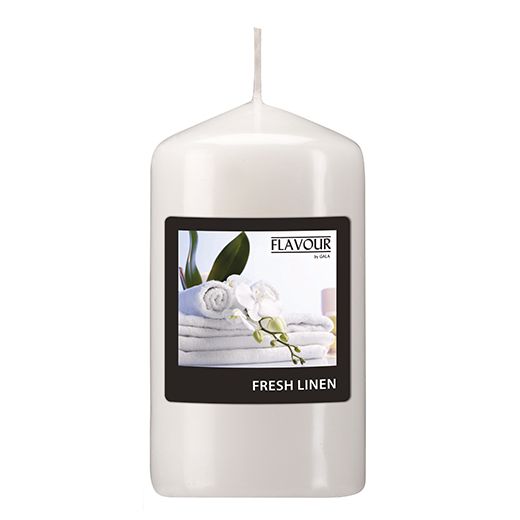 "Flavour by GALA" Bougie cylindrique parfumée Ø 58 mm · 110 mm blanc - Fresh Linen 1