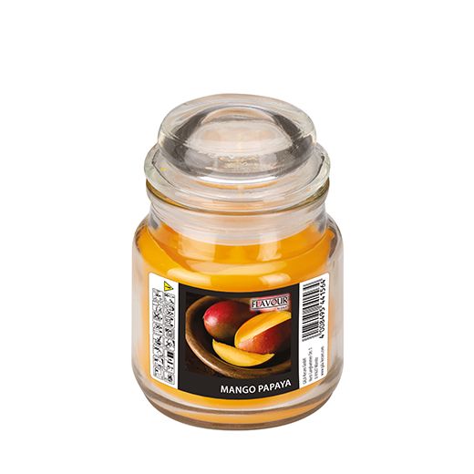 "Flavour by GALA" Flacon en verre  avec bougie Ø 63 mm · 85 mm abricot - Mango-Papaya 1