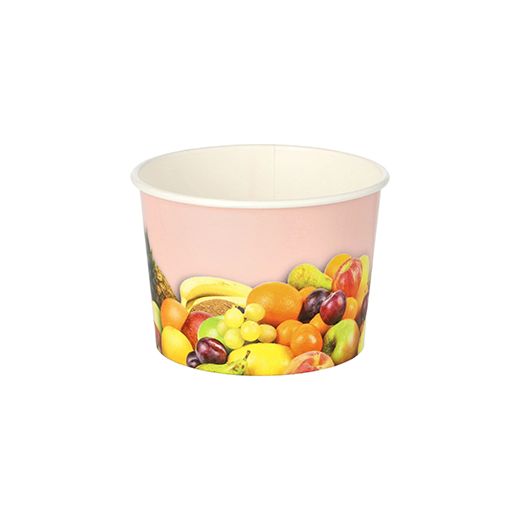 Pots à glace, en carton rond 150 ml Ø 7,7 cm · 5,5 cm "Fruits" 1