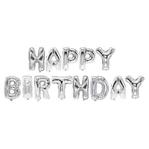 Ballons aluminium argent "Happy Birthday" 1