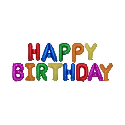 Set de ballons aluminium couleurs assorties "Happy Birthday" 1
