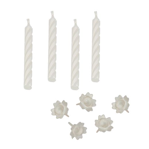 Bougies d´anniversaire avec support 6 cm blanc 1