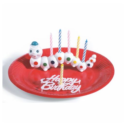 Support de bougies d´anniversaire 6,5 cm x 15 cm "Worm" avec 6 bougies 1