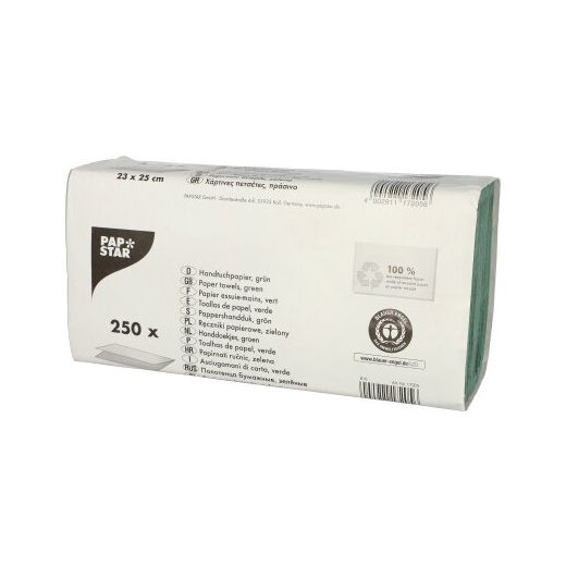 Papier essuie-mains pliage en V 23 cm x 25 cm vert Zig zag, 1 pli 1