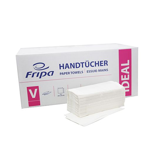 Papier essuie-mains pliage en V 23 cm x 25 cm ultra blanc  Zick Zack, 1 pli 1