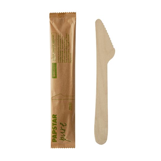Couteaux, bois "pure" 16,5 cm emballage papier individuel 1