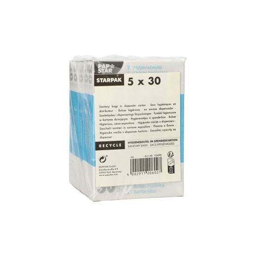 Sacs hygiéniques 28,5 cm x 8 cm x 7 cm blanc en boîtes 1