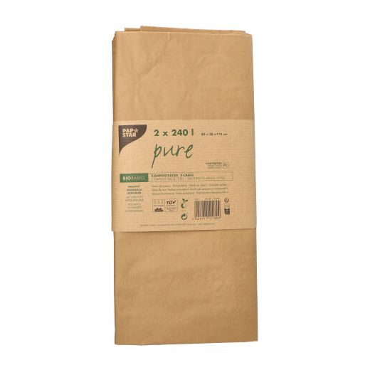Sacs en papier recyclables, 2 couches de papier 240 l 115 cm x 80 cm x 30 cm marron 1