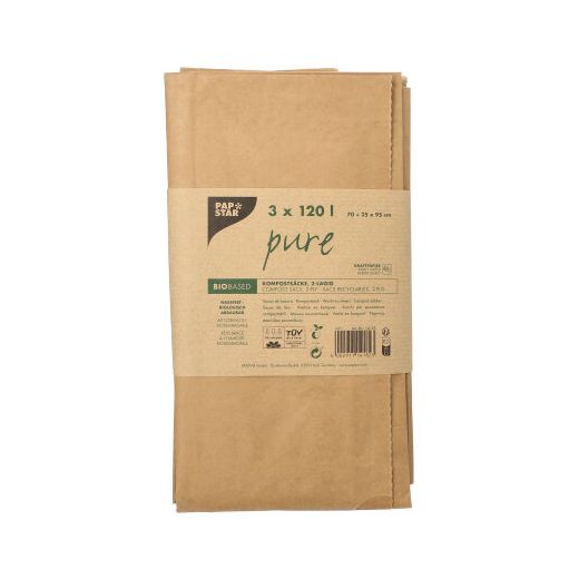 Sacs à compost bio en papier, 120 l, marron, H 95 x L 70 x P 25 cm 1