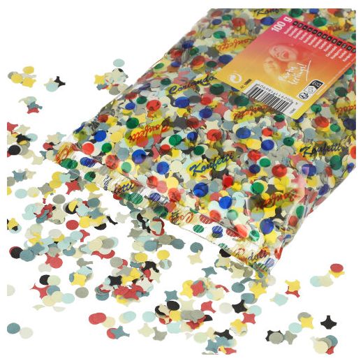 Confettis, papier couleurs assorties 100 gr. 1