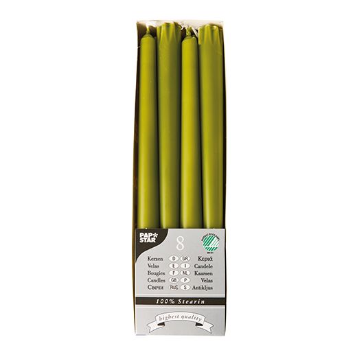 Bougies de chandelier Ø 2,2 cm · 25 cm vert olive en 100 % stéarine 1