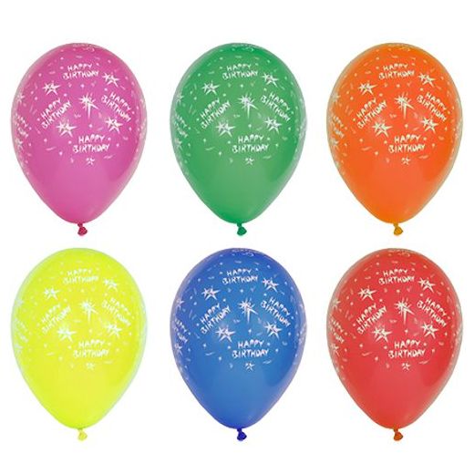 Ballons Ø 29 cm couleurs assorties "Happy Birthday" 1