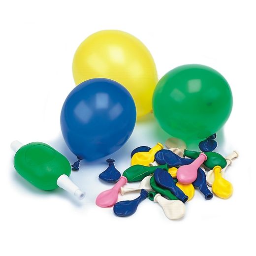 Ballons avec pompe Ø 8,5 cm couleurs assorties 1