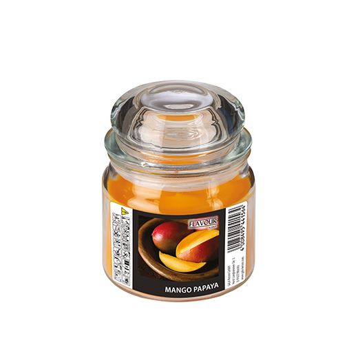 "Flavour by GALA" Bougie en bonbonnière à verre, MAXI Ø 90 mm · 120 mm abricot - Mango-Papaya 1