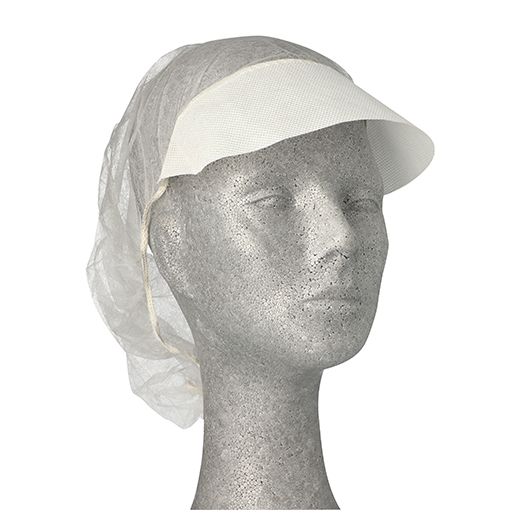 "Medi-Inn®" Bonnet non-tissé Ø 52 cm blanc avec visière 1