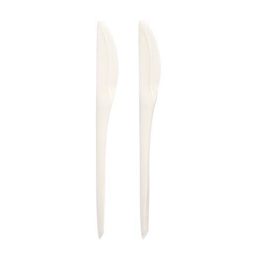 Couteaux réutilisables "Folia" C-PLA 19 cm blanc 1
