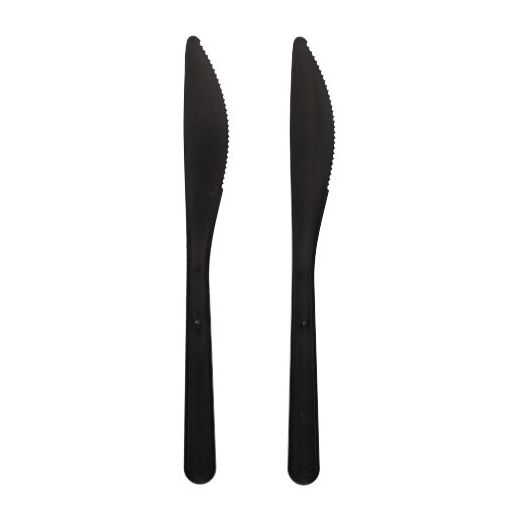 Couteaux (réutilisables) PP 18,5 cm, noir, très résistant 1