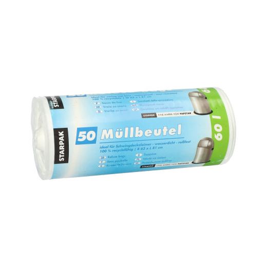 Sacs poubelle, HDPE 60 l 81 cm x 63 cm blanc 1