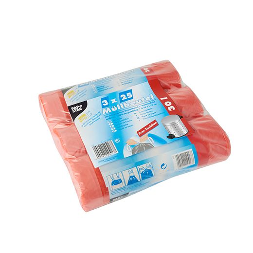 Sacs poubelle, HDPE 30 l 70 cm x 55 cm rouge 1