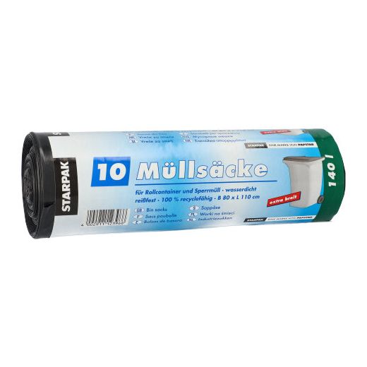 Sacs poubelle, LDPE 140 l 110 cm x 80 cm noir 1