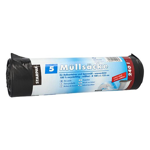 Sacs poubelle, LDPE 240 l 125 cm x 100 cm noir 1