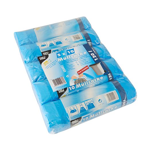 Sacs poubelle avec fermeture, HDPE 120 l 100 cm x 70 cm bleu 1