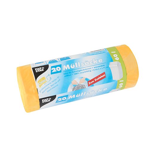 Sacs poubelle avec fermeture, HDPE 60 l 71 cm x 64,5 cm jaune 1