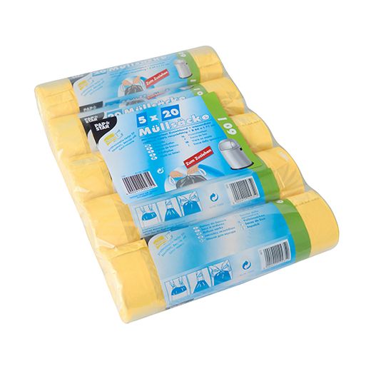 Sacs poubelle avec fermeture, HDPE 60 l 71 cm x 64 cm jaune 1