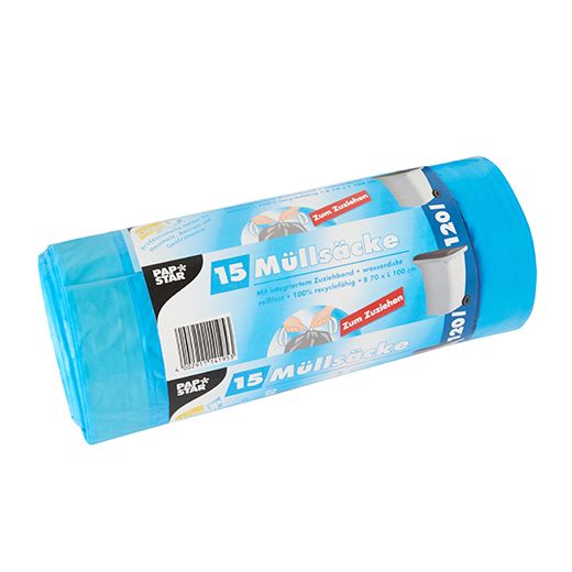 Sacs poubelle avec fermeture, LDPE 120 l 100 cm x 70 cm bleu 1