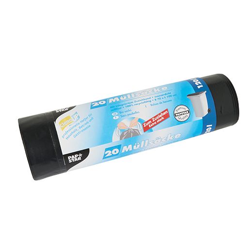 Sacs poubelle avec fermeture, LDPE 120 l 100 cm x 70 cm noir 1