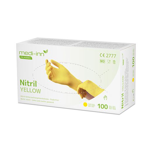 "Medi-Inn® Classic" Gants, Nitrile, sans poudre jaune "Nitril Yellow" Taille L 1