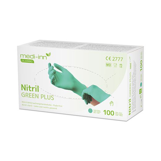 "Medi-Inn® Classic" Gants, Nitrile, sans poudre "Green Plus" vert Taille L 1