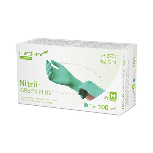 "Medi-Inn® Classic" Gants, Nitrile, sans poudre "Green Plus" vert Taille M 1