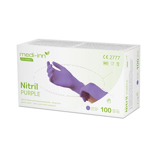 "Medi-Inn® Classic" Gants, Nitrile, sans poudre violet "Nitril Purple" Größe XS 1