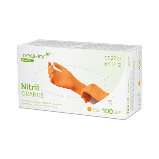 "Medi-Inn® Classic" Gants, Nitrile, sans poudre orange "Nitril Orange" Taille L 1