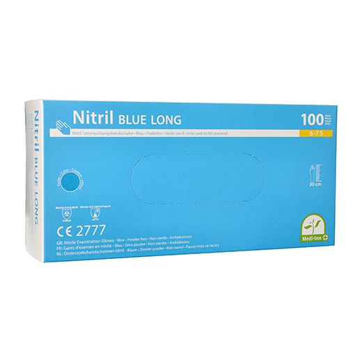 "Medi-Inn®" Gants, Nitrile, sans poudre "Long" bleu Taille S 1