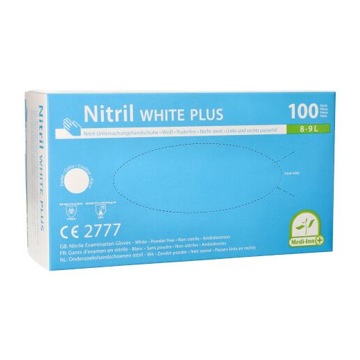 "Medi-Inn® PS" Gants, Nitrile, sans poudre "White Plus" blanc Taille L 1
