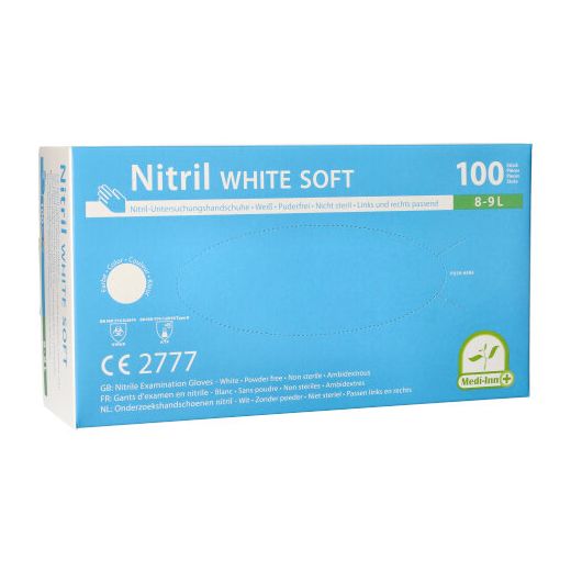"Medi-Inn®" Gants, Nitrile, sans poudre "White Soft" blanc Taille L 1