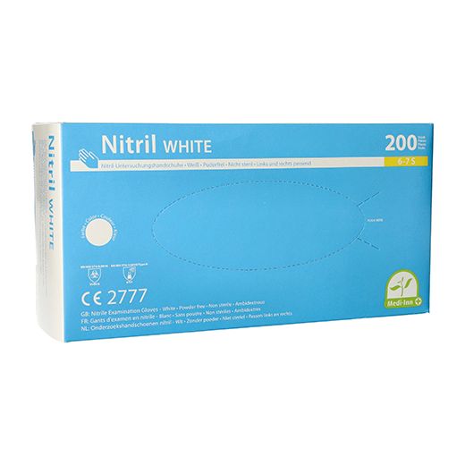 "Medi-Inn®" Gants, Nitrile, sans poudre "White" blanc Taille S 1