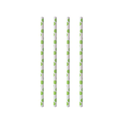 Pailles en papier Ø 6 mm · 20 cm "green Dots" 1