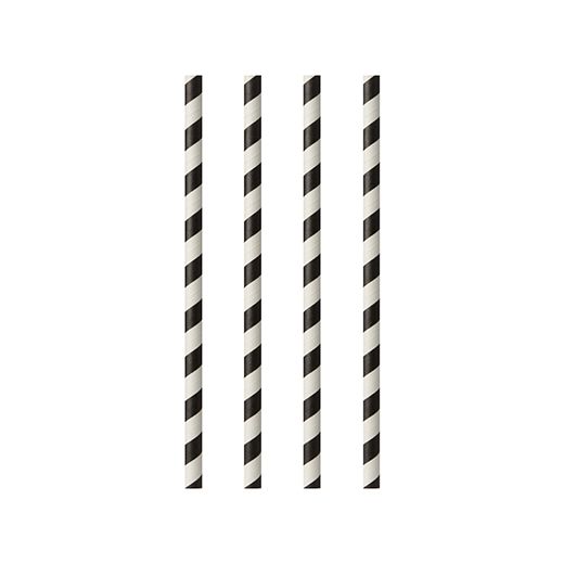 Pailles en papier Ø 6 mm · 20 cm noir/blanc "Stripes" 1
