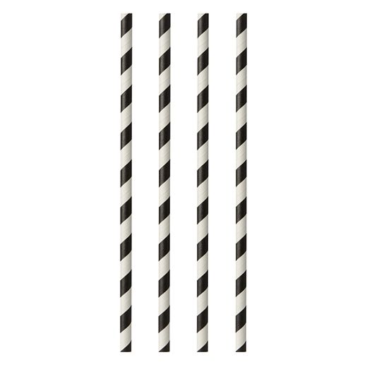 Pailles en papier Ø 6 mm · 29 cm noir/blanc "Stripes" 1