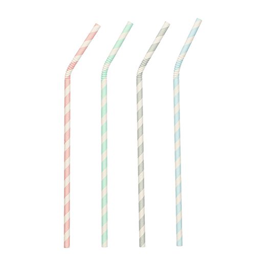 Pailles en papier Ø 6 mm · 22 cm couleurs assorties "Stripes" flexible 1
